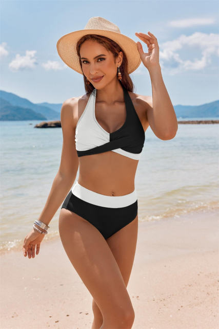 Women Two-Piece Swimsuit, Pastel Rainbow Stripe Bikini PQ250001