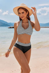 Women Two-Piece Swimsuit, Pastel Rainbow Stripe Bikini PQ250001