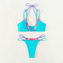 Two-Piece Beaded Bikini Set, Colorful Bead Accents Swimwear PQ3048