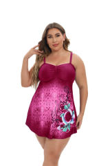 Plus Size Floral Swimdress, Ruched Sweetheart Neckline Bathers One Piece Bathing Suit PQ23006