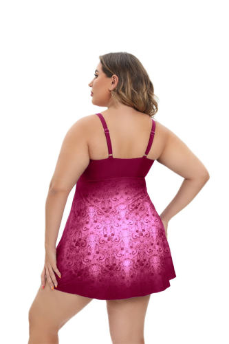 Plus Size Floral Swimdress, Ruched Sweetheart Neckline Bathers One Piece Bathing Suit PQ23006