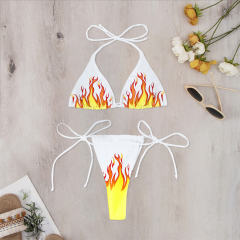 Flame Print Bikini Set, Woman Two Pieces Swimsuit PQ4011