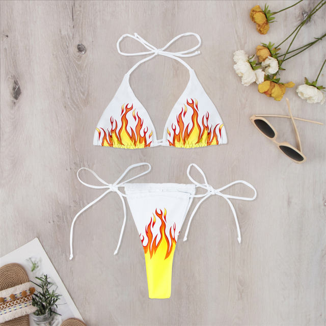 Flame Print Bikini Set, Woman Two Pieces Swimsuit PQ4011