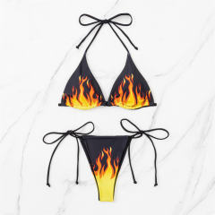 Flame Print Bikini Set, Woman Two Pieces Swimsuit PQ4011