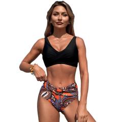 Women's High Waist Bikini Paisley Pattern Two Pieces Swimwear for Ladies PQ2509