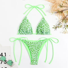 Leopard Print Triangle Bikini Set For Women Two-Piece Swimwear PQ23011