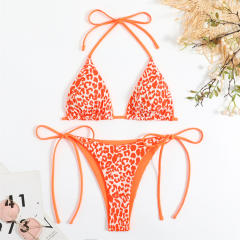 Leopard Print Triangle Bikini Set For Women Two-Piece Swimwear PQ23011