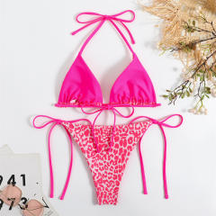 Leopard Print Triangle Bikini Set For Women Two-Piece Swimwear PQ23011
