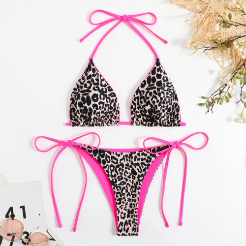 Leopard Print Triangle Bikini Set For Women Two-Piece Swimwear PQ23011