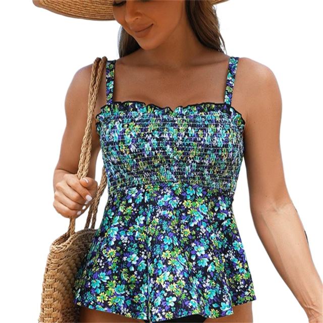 Floral Printed Tankini Womens Retro Swimwear Wholesale Vintage Swimsuit PQ8009