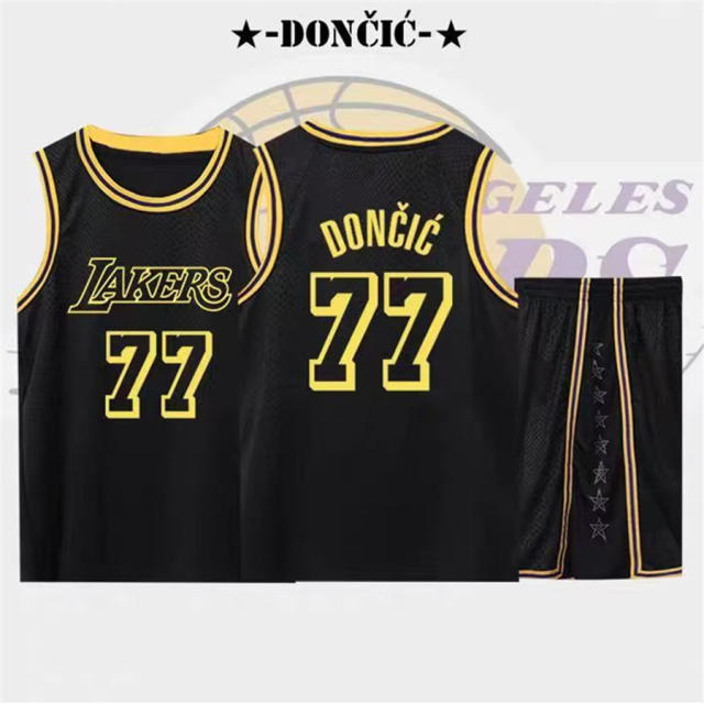 Kid Luka Doncic Basketball Kits Child Los Angeles 77 Tops Lakers Fan Apparel PQ-LD898