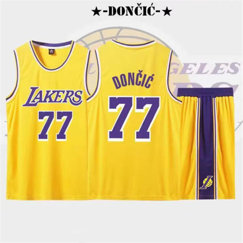 Kid Luka Doncic Basketball Kits Child Los Angeles 77 Tops Lakers Fan Apparel PQ-LD898