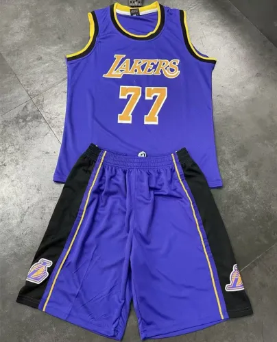 Kid Luka Doncic Basketball Kits Child Los Angeles 77 Tops Lakers Fan Apparel PQ-LD898