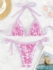 Women's Floral Triangle String Bikini Set, Summer Beach Swimwear PQ24200