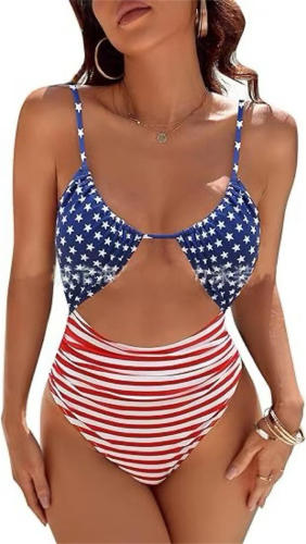 Women's One Piece Swimsuit, Cutout Design Bathing Suit, Ruched High Cut Monokini PQ115