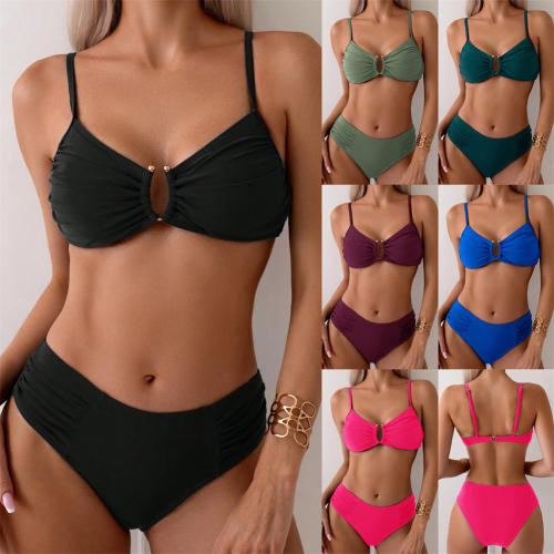 Women's Two Piece Swimsuit, Keyhole Top with Spaghetti Straps Swimwear PQ25022