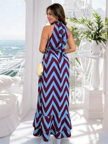 Women Casual Boho Bohemia Dresses Summer Halter Maxi Dress PQ-HD037