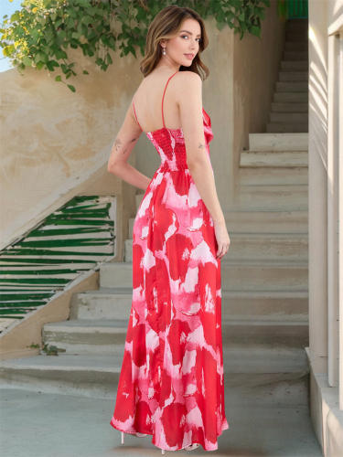 Women Casual Boho Dresses Summer Spaghetti Strap Maxi Dress PQ-HD033