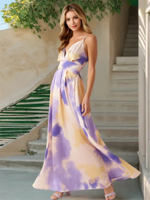 Women Casual Boho Dresses Summer Spaghetti Strap Maxi Dress PQ-HD033