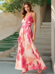 Women Casual Boho Dresses Summer Spaghetti Strap Maxi Dress PQ-HD033