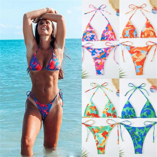 Women's Butterfly Print Bikini Set, Floral Swimwear PQ24018