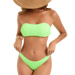 Solid Color Bikini Set for Womans Bandeau Swimwear Female PQ25050