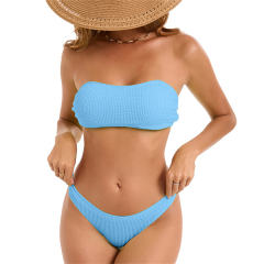Solid Color Bikini Set for Womans Bandeau Swimwear Female PQ25050