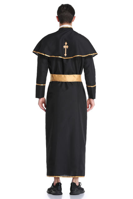 Halloween Priest Theme Costume Carnival Pastor Outfits Catholic Father Uniform