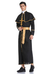 Halloween Priest Theme Costume Carnival Pastor Outfits Catholic Father Uniform