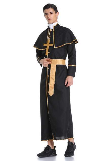 Halloween Priest Theme Costume Carnival Pastor Outfits Catholic Father Uniform
