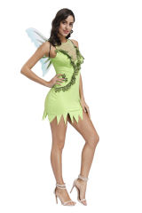 Halloween Nymph Theme Costume Carnival Fairy Tale Uniform Green Elf Dress