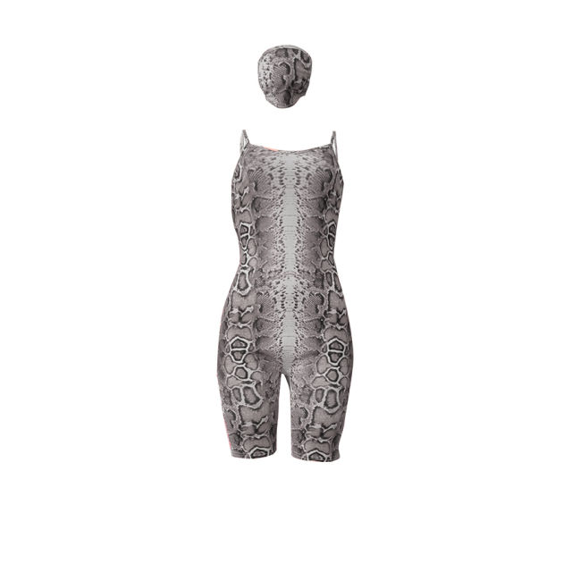 Boa Print Sexy Costume with Mask Scoop Neck Animal Bodysuits PQCM752