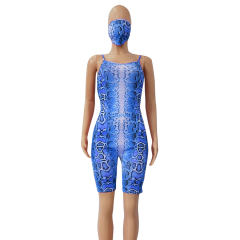 Boa Print Sexy Costume with Mask Scoop Neck Animal Bodysuits PQCM752