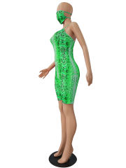 Boa Print Sexy Costume with Mask Scoop Neck Animal Bodysuits PQCM752