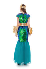 Halloween Naga Siren Theme Costume Carnival Neptune Poseidon Uniform Cosplay Outfits