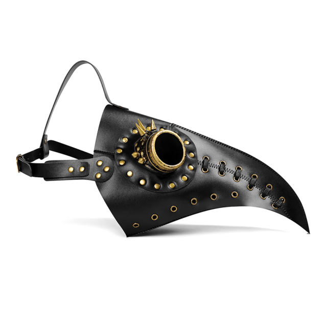 Mardi Gras Beak Masks Halloween Plague Doctor Face Guard PU Leather Medieval Props PBM013