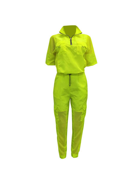 Summer Mesh Fashion Break Clothes Women's Two Piece Pants PQCM572A