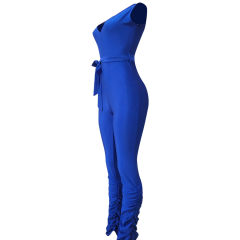 Women Trendy Clothing Deep V-neck Jumpsuits One-piece Casual Pants