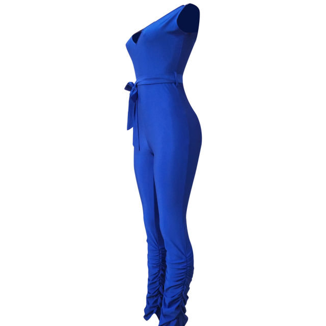 Women Trendy Clothing Deep V-neck Jumpsuits One-piece Casual Pants