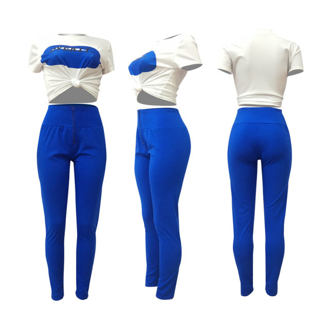 Lip Print Tracksuit Fashion Summer Streetwear Casual Pants