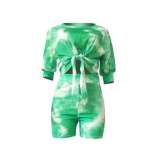 Women Two Piece Pants Summer Half Sleeve Crop Tops Casual Streetwear PQCM737