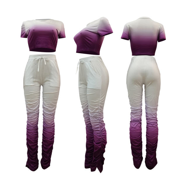 Crew Neck Fashion Tank Tops Women Two Piece Pants Leisure Trendy Clothing