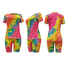 Sexy Tie-dyed Tracksuits Knee Length Casual Pants