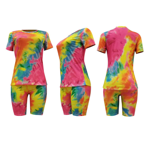 Sexy Tie-dyed Tracksuits Knee Length Casual Pants