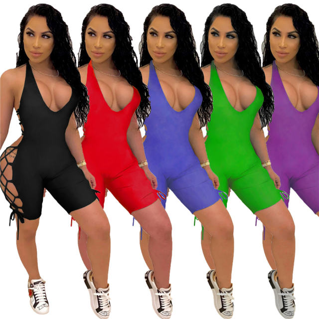 Halter Sexy Sport Bodysuits High Waist Exercise Overalls Pants Active Wear