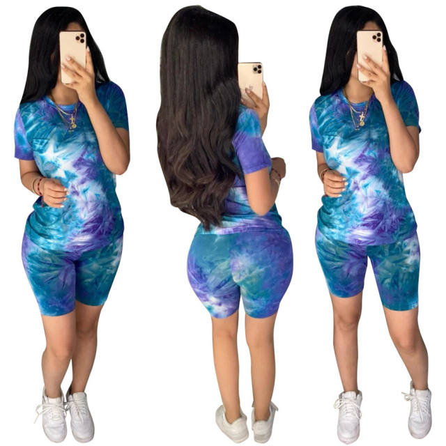 Sexy Tie-dyed Tracksuits Knee Length Casual Pants
