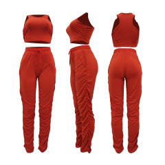 Fashion Halter Tank Tops Women Two Piece Pants Leisure Trendy Clothing