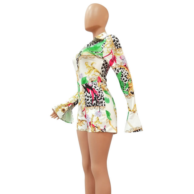 Fashion Women Floral Print Rompers Summer Novelty Streetwear