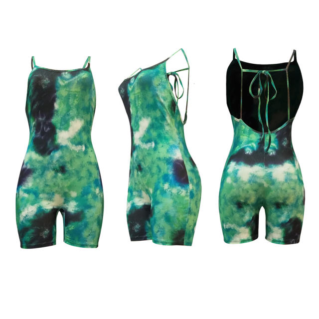 Tie Dyed Summer Sexy Tracksuits Spaghetti Strap Trendy Clothing