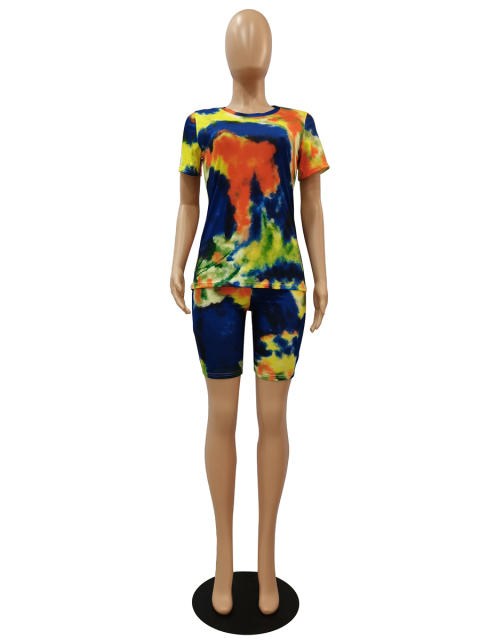 Sexy Tie-dyed Tracksuits Knee Length Casual Pants